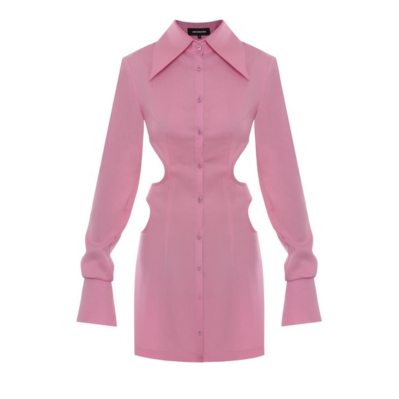 Lado Bokuchava fitted mini shirt dress with side cutouts and tie back detail. - Picture 3 of 9